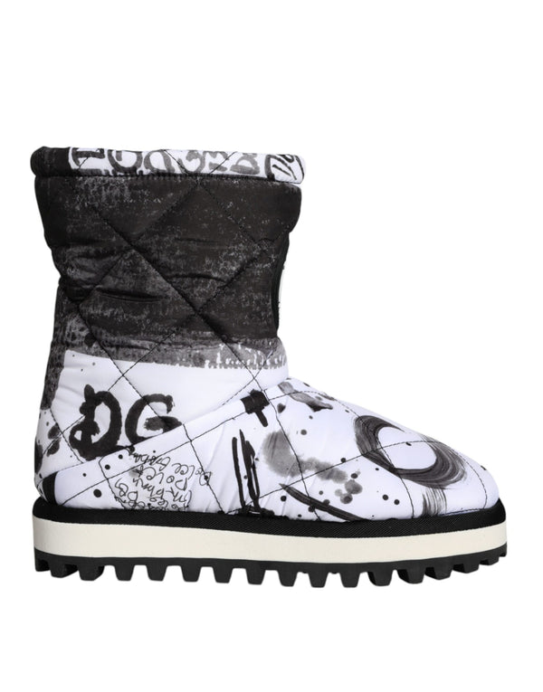 Weiße gepolsterte Logo Print Mid Calf Stiefel Schuhe