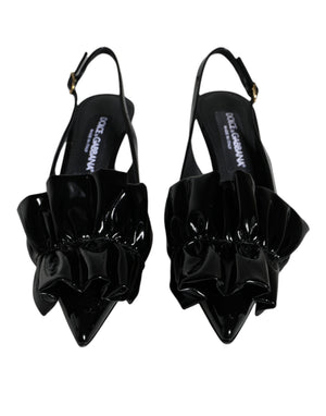 Schwarze Lackleder Heels Slingback Schuhe