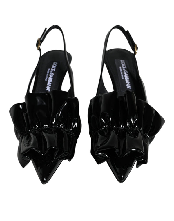 Schwarze Lackleder Heels Slingback Schuhe