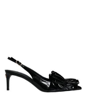 Schwarze Lackleder Heels Slingback Schuhe