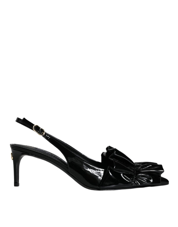 Schwarze Lackleder Heels Slingback Schuhe