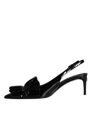 Schwarze Lackleder Heels Slingback Schuhe
