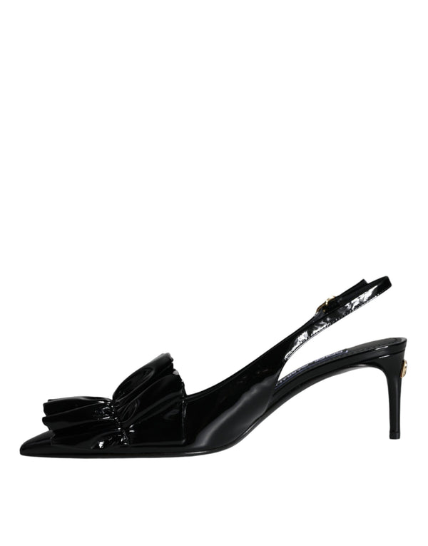Schwarze Lackleder Heels Slingback Schuhe