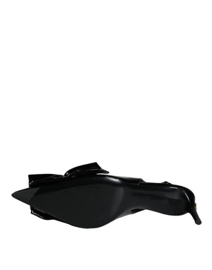 Schwarze Lackleder Heels Slingback Schuhe
