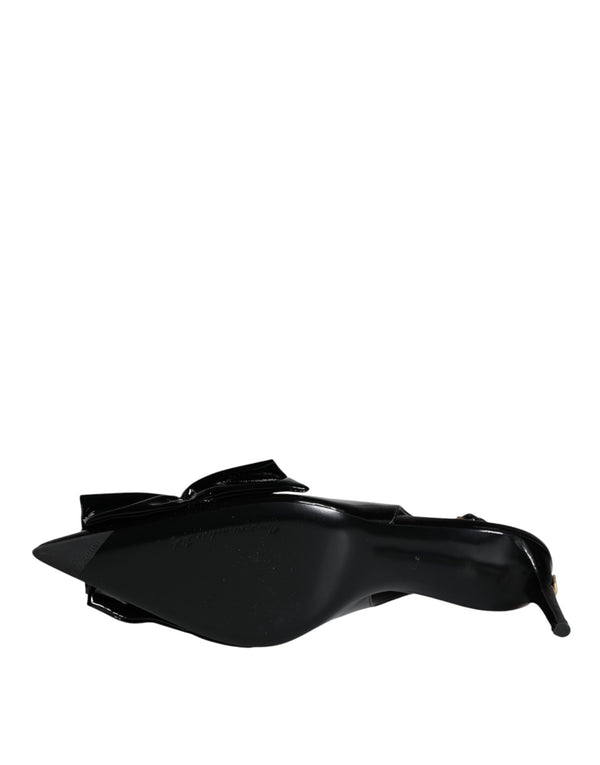 Schwarze Lackleder Heels Slingback Schuhe
