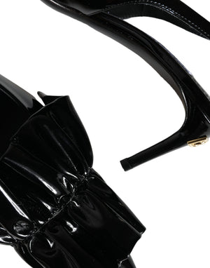 Schwarze Lackleder Heels Slingback Schuhe