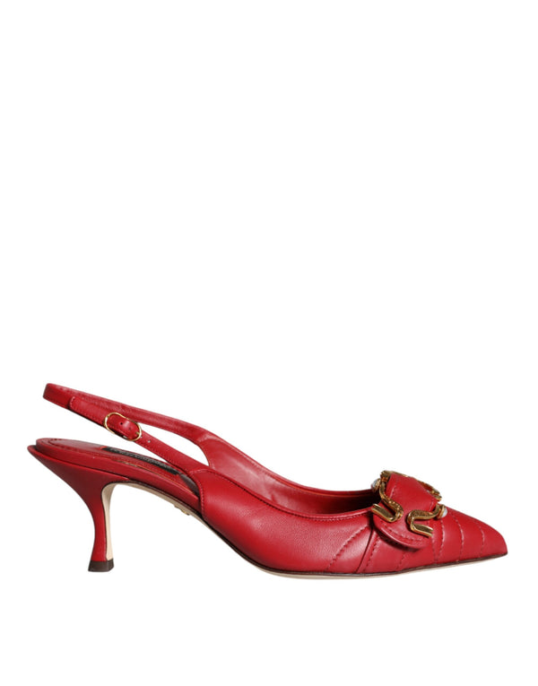 Rote Devotion Leder Heels Slingback Schuhe