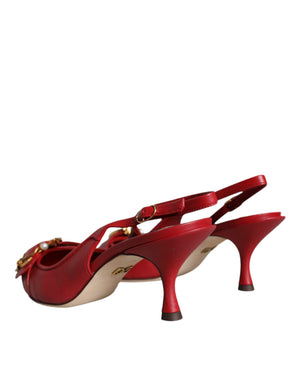 Rote Devotion Leder Heels Slingback Schuhe