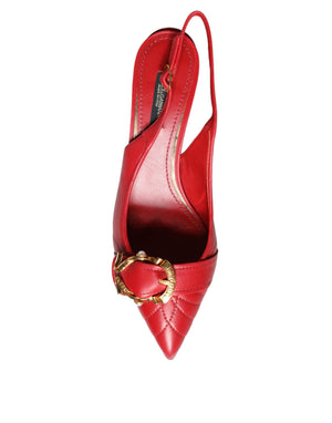 Rote Devotion Leder Heels Slingback Schuhe