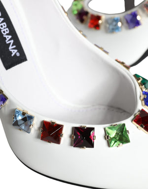 Weiß Crystals Leder High Heels Pumps Schuhe