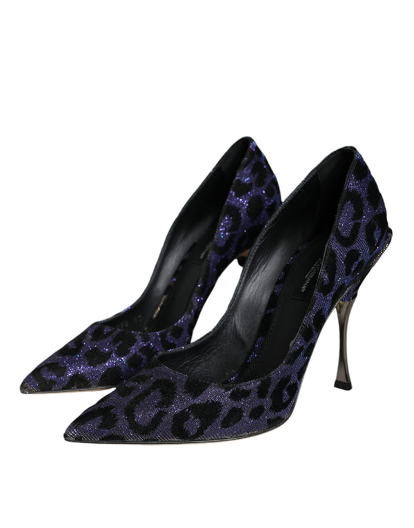 Violett Leopard Lurex High Heels Pumps Schuhe