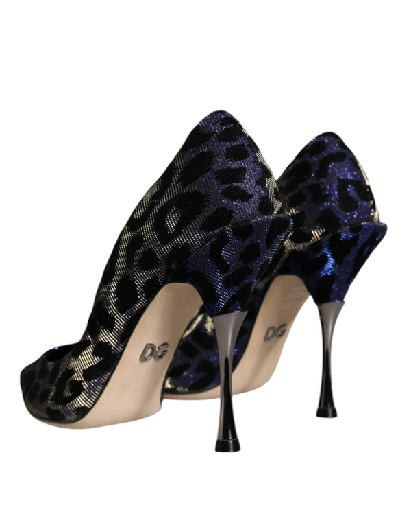 Violett Leopard Lurex High Heels Pumps Schuhe