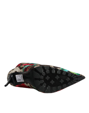 Multicolor Leopard Rose Mid Calf Stiefel Schuhe