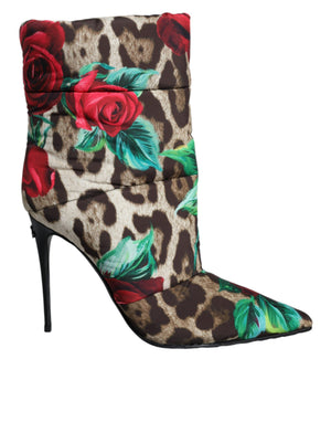 Multicolor Leopard Rose Mid Calf Stiefel Schuhe