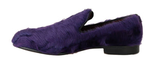 Lila Schafspelz Leder Loafers