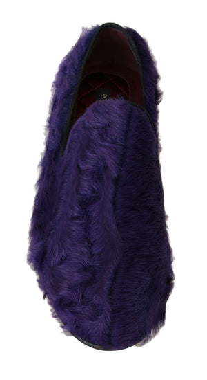 Lila Schafspelz Leder Loafers