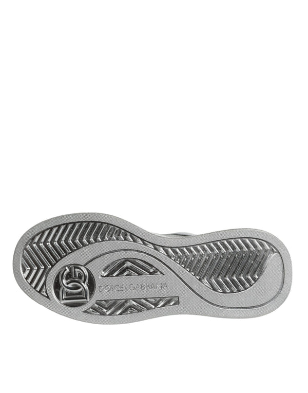 Weiß Silber Leder Low Top Sneakers Schuhe