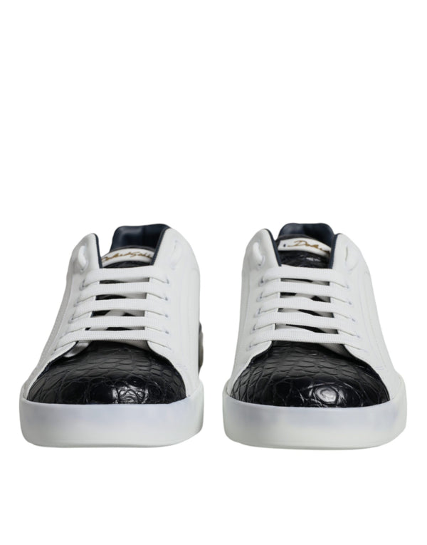 Weißes Leder Logo Portofino Sneaker Schuhe