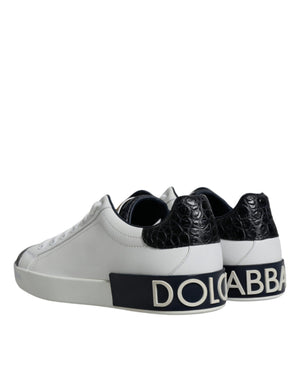 Weißes Leder Logo Portofino Sneaker Schuhe