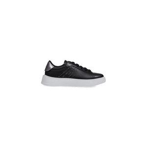 Schwarze Polyethylen-Sneakers mit niedrigem Schaft
