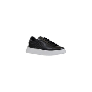 Schwarze Polyethylen-Sneakers mit niedrigem Schaft