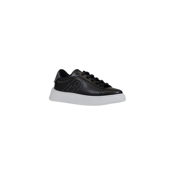 Schwarze Polyethylen-Sneakers mit niedrigem Schaft