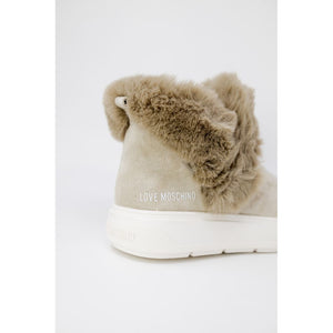 Beigefarbene Chunky-Sneaker aus Leder