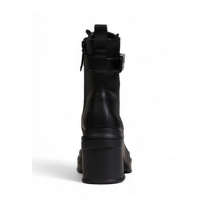 Schwarzer Polyester-Stiefel