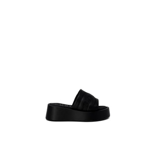 Schwarze Leder-Pantoffeln