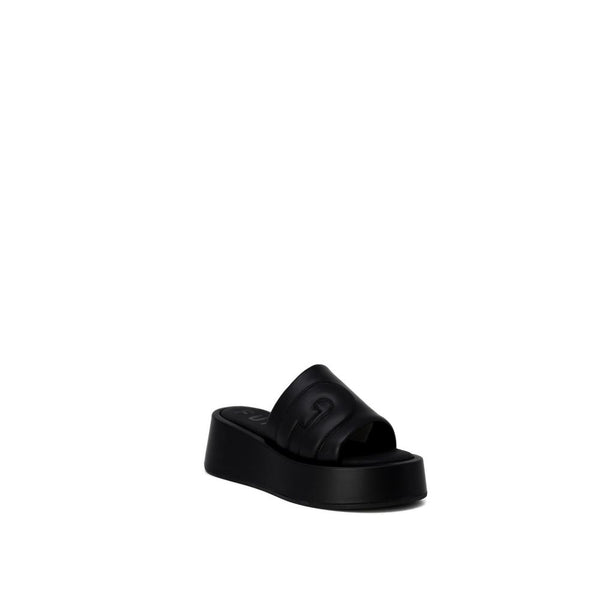 Schwarze Leder-Pantoffeln