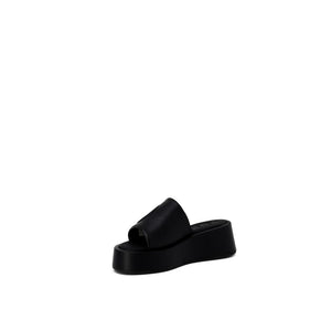 Schwarze Leder-Pantoffeln