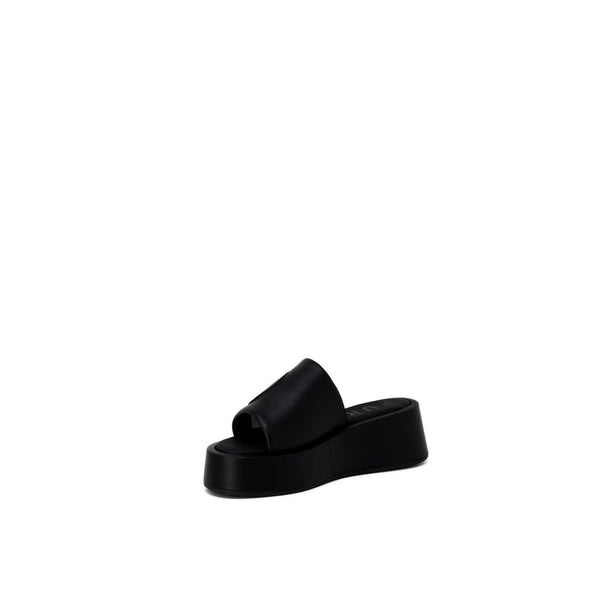 Schwarze Leder-Pantoffeln