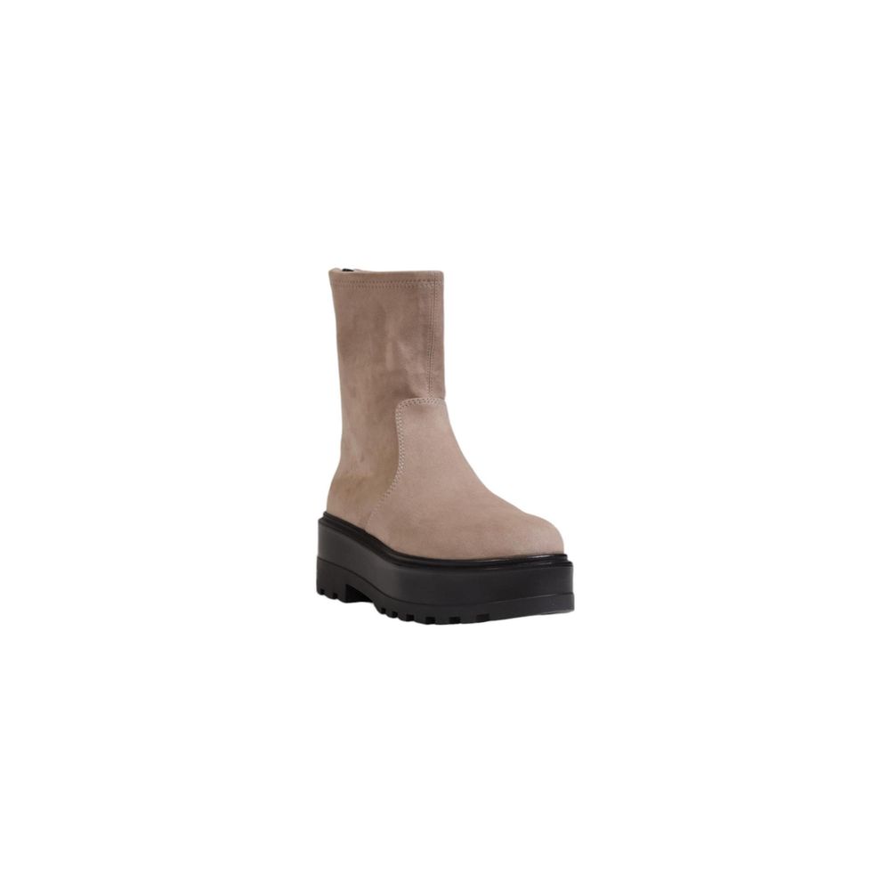 Beige Ankle Boots aus recyceltem Polyester