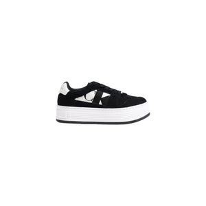 Schwarze Leder-Plateau-Sneaker