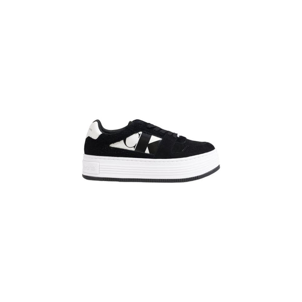 Schwarze Leder-Plateau-Sneaker