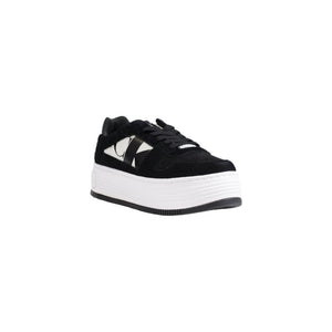 Schwarze Leder-Plateau-Sneaker