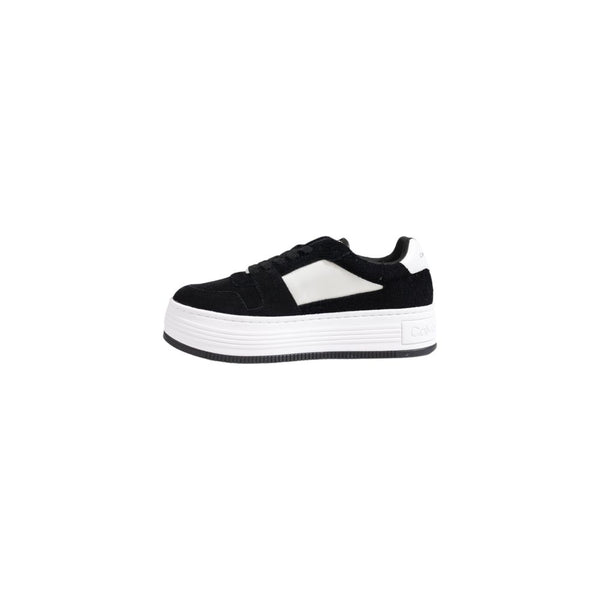 Schwarze Leder-Plateau-Sneaker