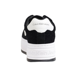Schwarze Leder-Plateau-Sneaker