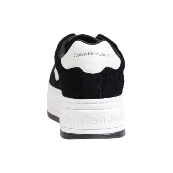Schwarze Leder-Plateau-Sneaker