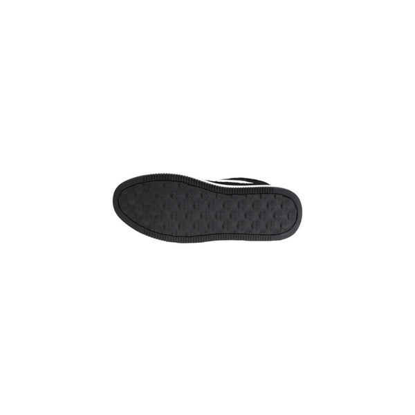 Schwarze Leder-Plateau-Sneaker