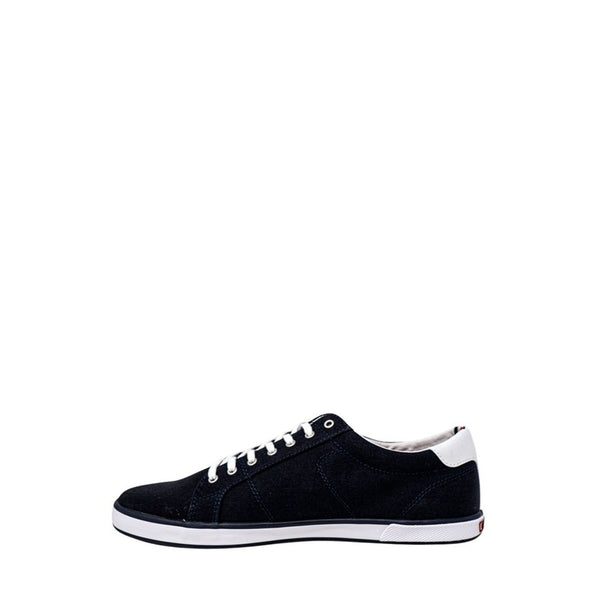 Blaue Baumwoll-Sneaker mit niedrigem Schaft