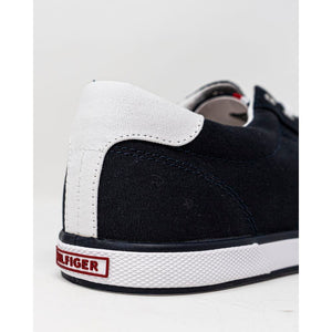 Blaue Baumwoll-Sneaker mit niedrigem Schaft