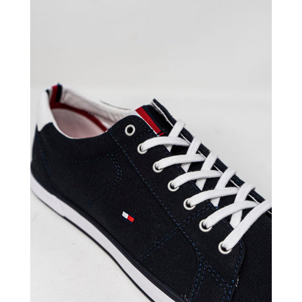 Blaue Baumwoll-Sneaker mit niedrigem Schaft