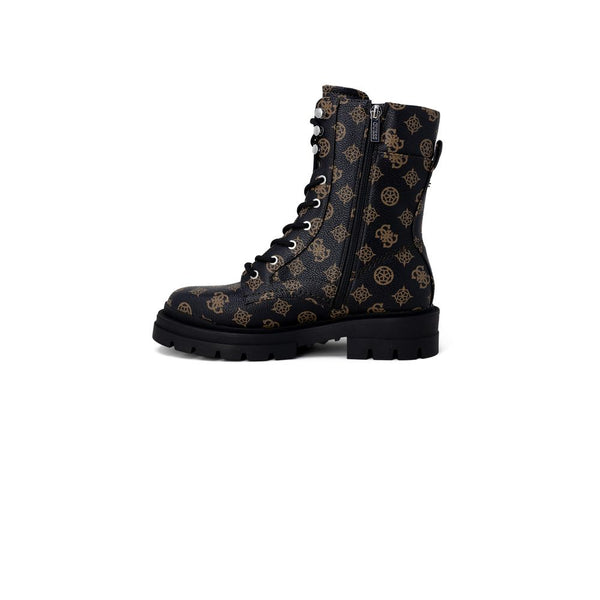 Braune Kunstleder-Schnürstiefel
