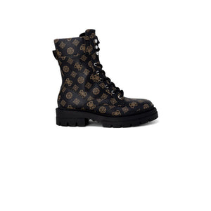 Braune Kunstleder-Schnürstiefel