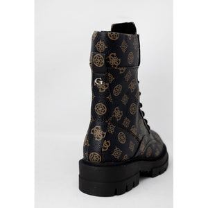 Braune Kunstleder-Schnürstiefel