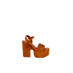 Braune Wildleder-Pumps mit hohem Absatz