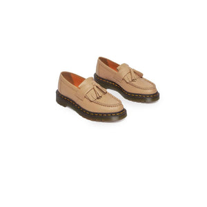 Beigefarbene Leder-Plateau-Pumps