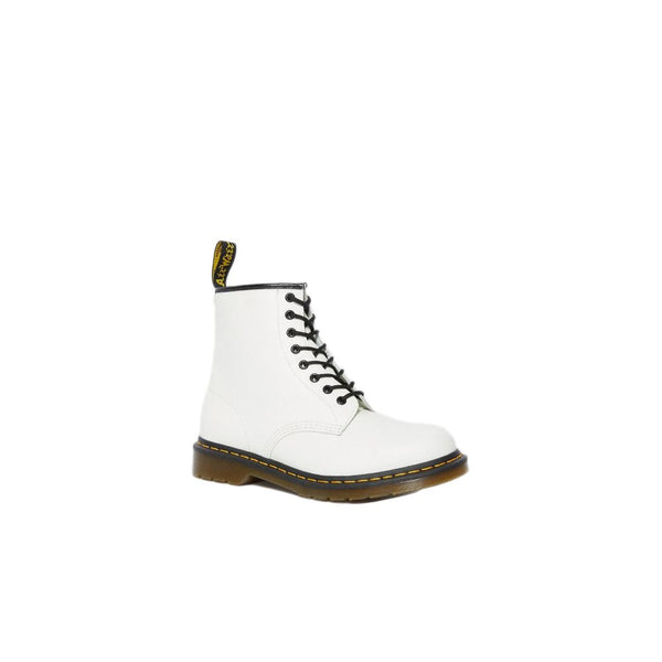 Weiße Leder-Schnürstiefel