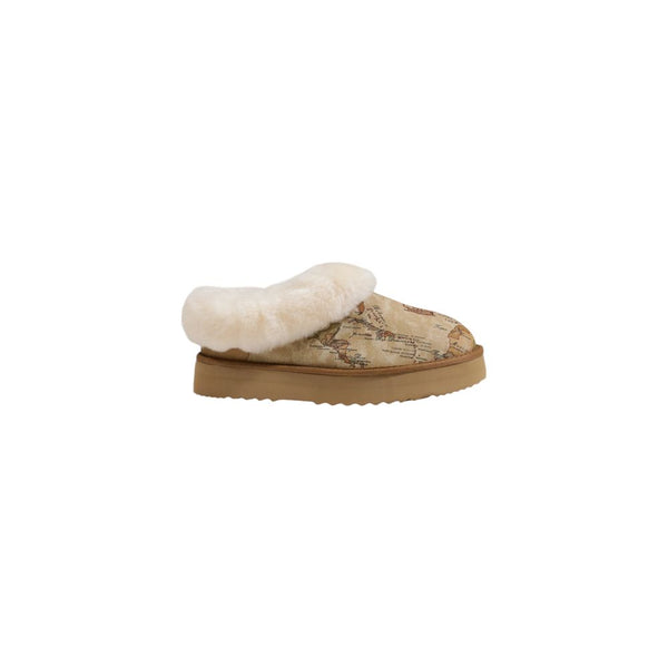 Beigefarbene Stoff-Ankle-Boots